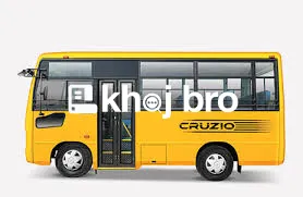 Stylish tour bus with decorative lighting and cushioned interiors