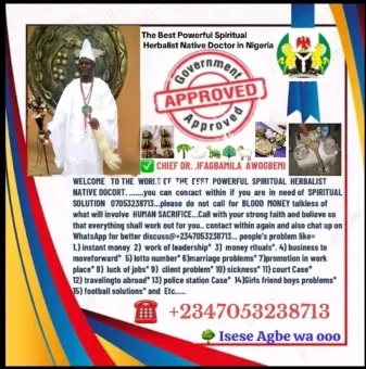 The Real Powerful Spiritual Herbalist And Native Doctor In Nigeria